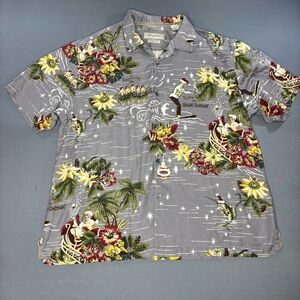 Tommy Bahama Shirt Mens XXL 2XL Hawaiian Christmas Silk Short Sleeve Holiday Top